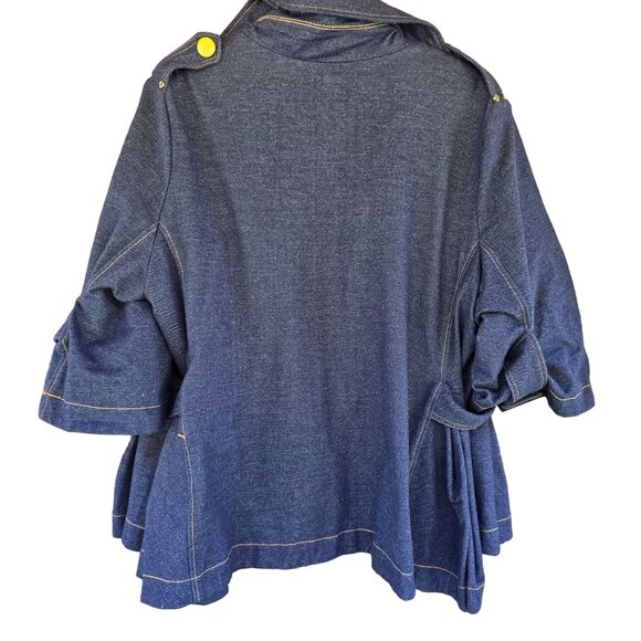 Y2k Double-Breasted Denim Trench Coat With Gold Detail Size L old money feel - Picture 12 of 14